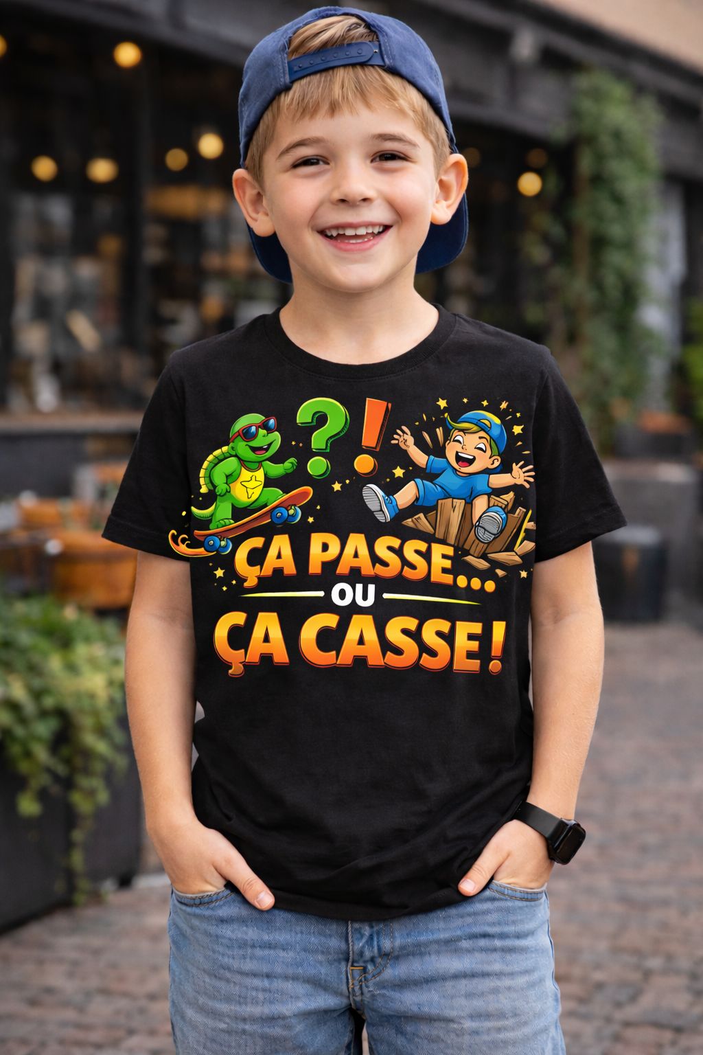 😈 T-Shirt Humoristique Enfant – “Ça passe et ça casse”