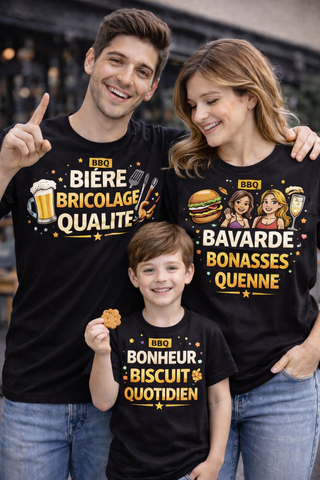 👯‍♂️ Pack Trio BBQ – T-Shirts Humour Homme / Femme / Enfant