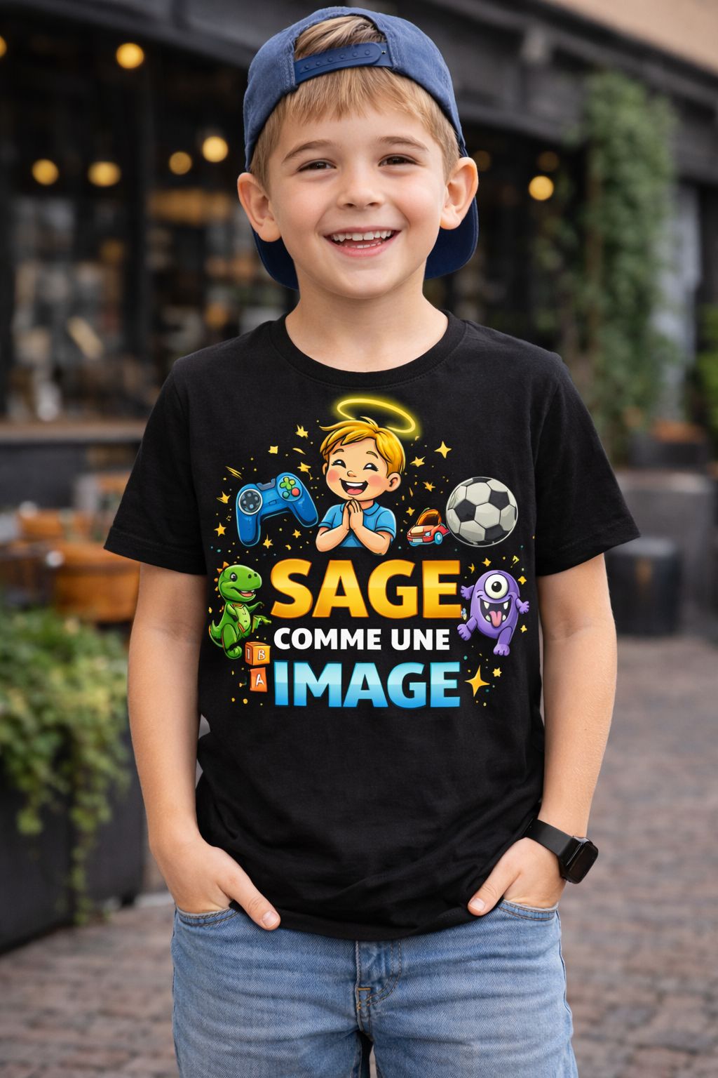 😈 T-Shirt Humoristique Enfant – “Je suis sage comme une image”