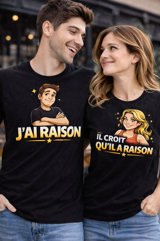 💑 Pack Duo Couple – T-Shirts Humour Homme / Femme